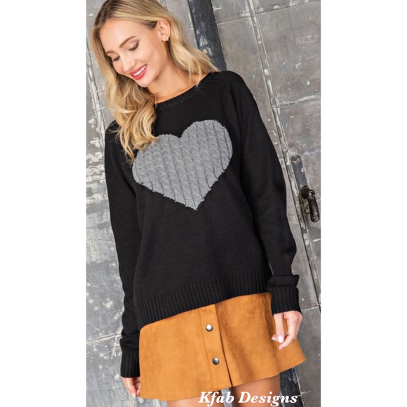 ❤️LAST! Cable Knit Heart Contrast Soft Sweater! - Picture 5 of 6